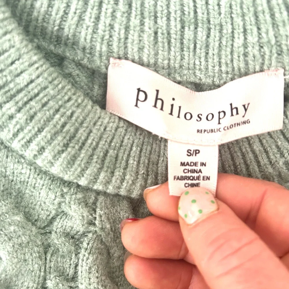 Philosophy Sage Cozy Oversized Cable Knit Sweater  quiet luxury  classic  preppy